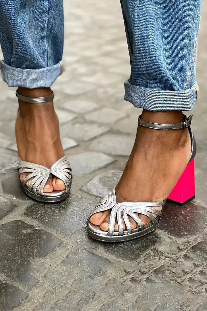 Bi-colored Heel Sandals
