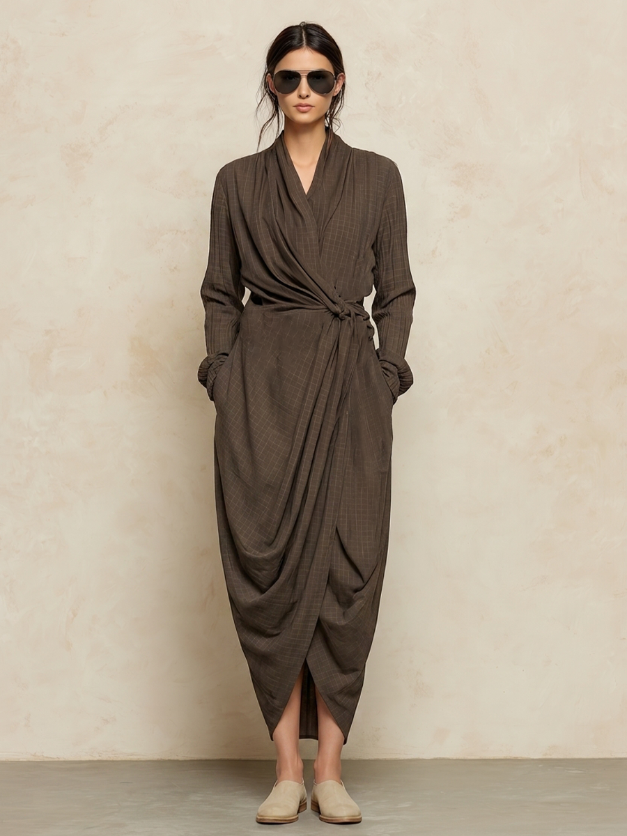 Roberta Wrap Tie-Waist Maxi Dress