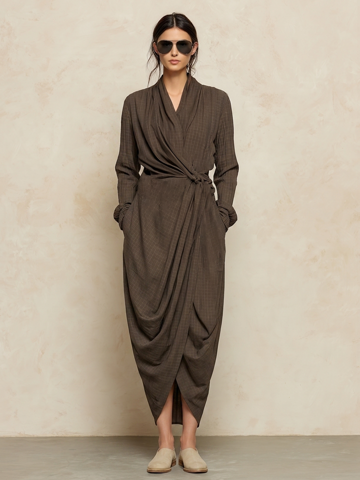 Roberta Wrap Tie-Waist Maxi Dress