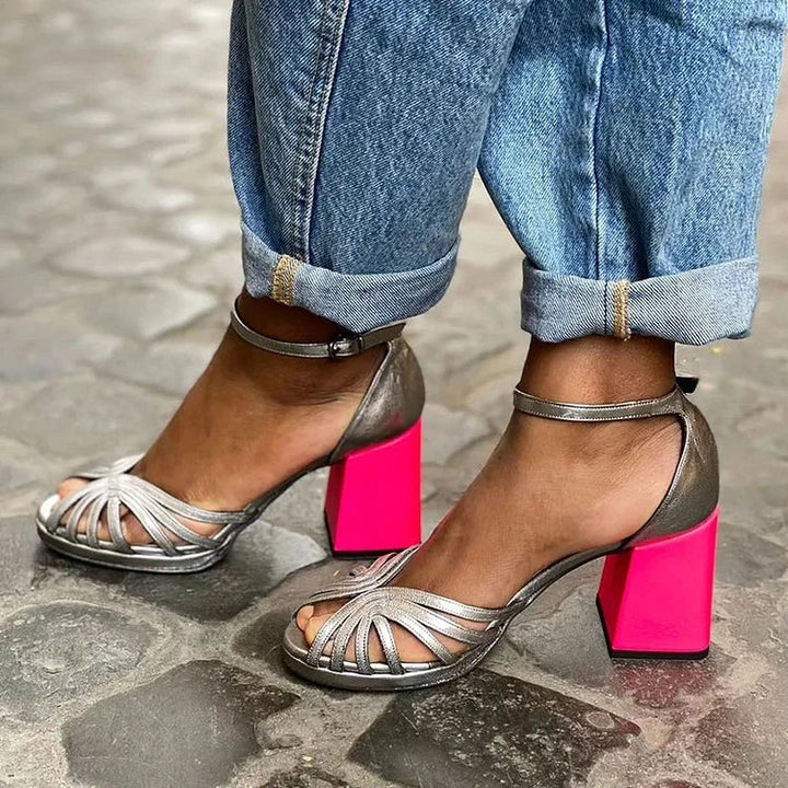 Bi-colored Heel Sandals