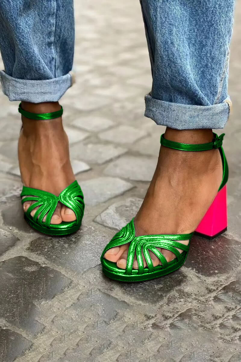 Bi-colored Heel Sandals