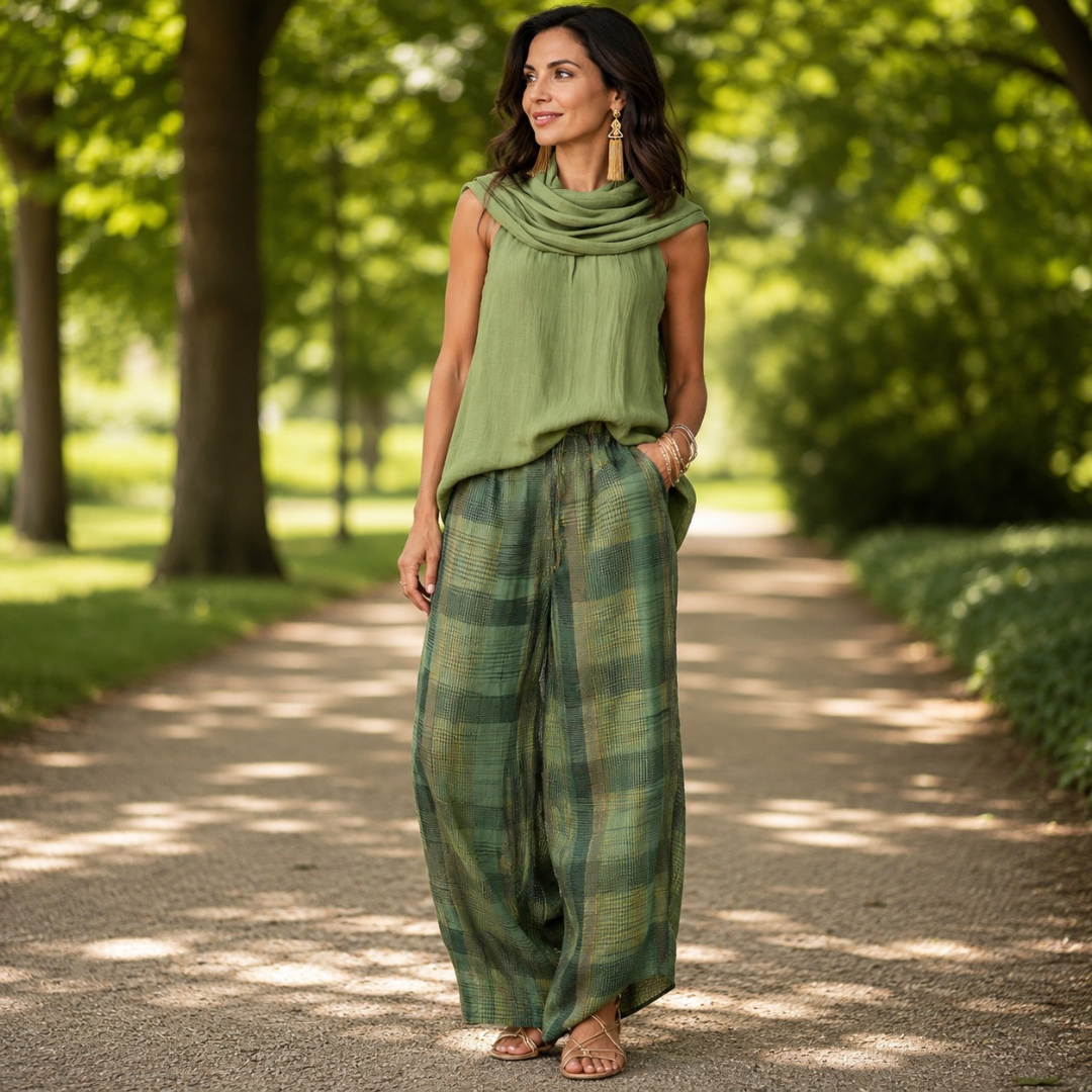 Lorin - Relaxed Boho Blouse and Wide-Leg Pants Set