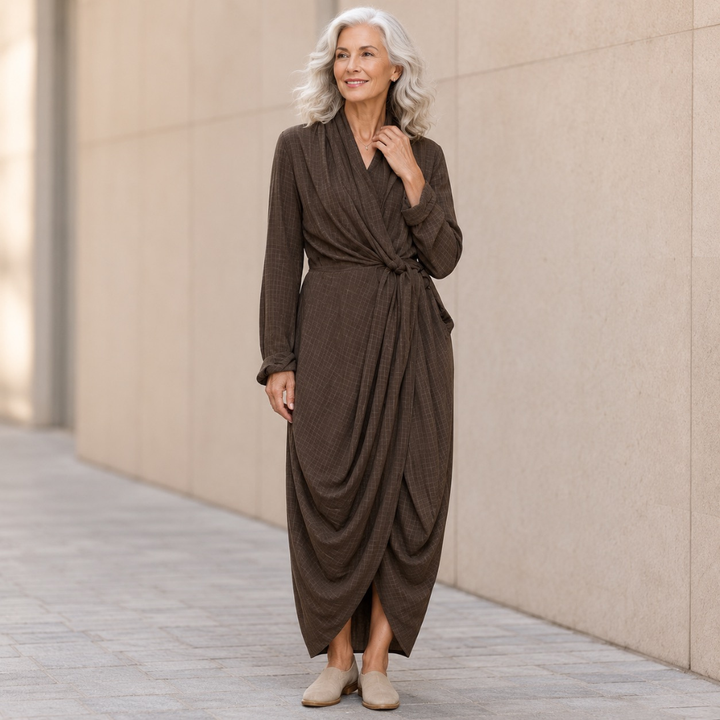 Roberta Wrap Tie-Waist Maxi Dress
