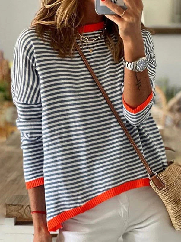 Sophie — Timeless Blue & White Striped Long Sleeve Blouse