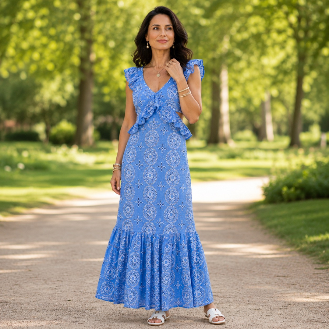 Alure | Sleeveless Ruffle Detail Midi Dress