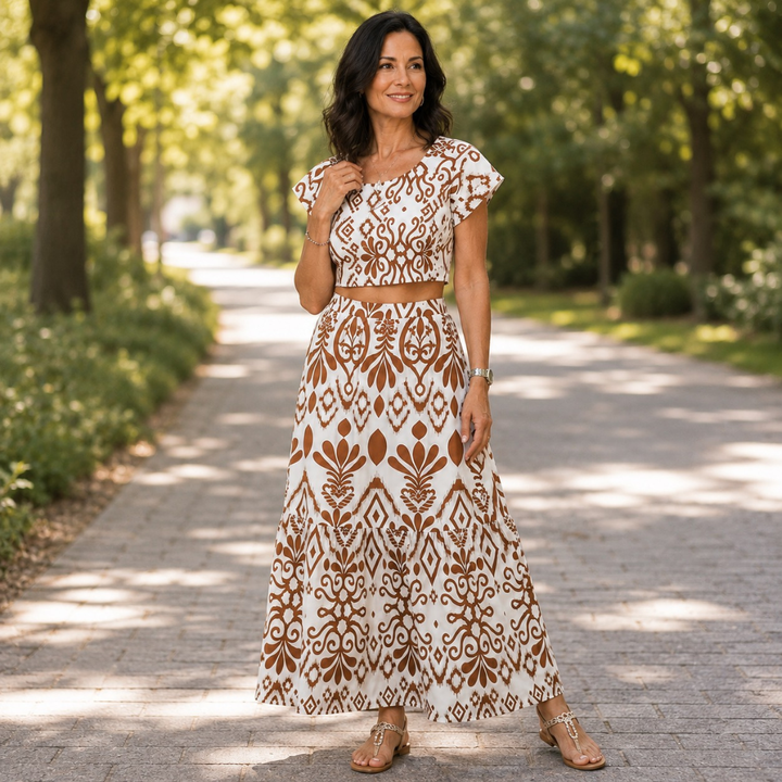 Numan | Short Flutter Sleeve Flared Skirt Midi Dress