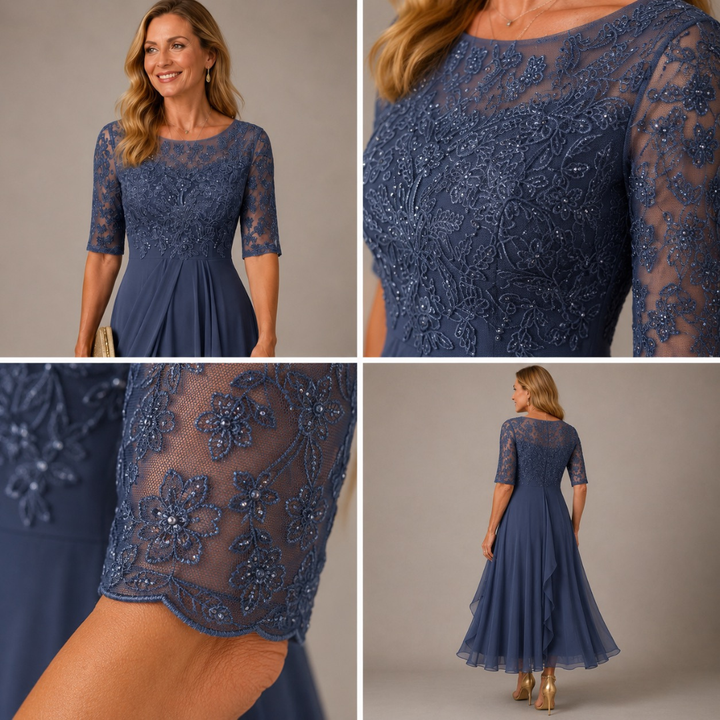 Rosa | Lace Bodice Pleated Midi Dress