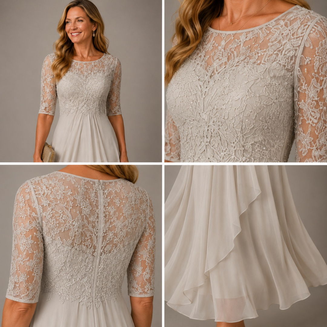 Rosa | Lace Bodice Pleated Midi Dress