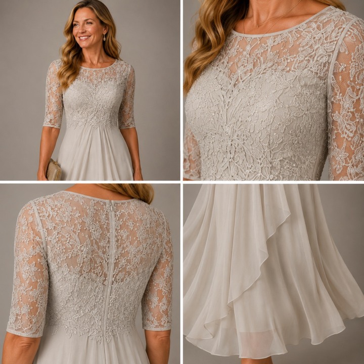 Rosa | Lace Bodice Pleated Midi Dress