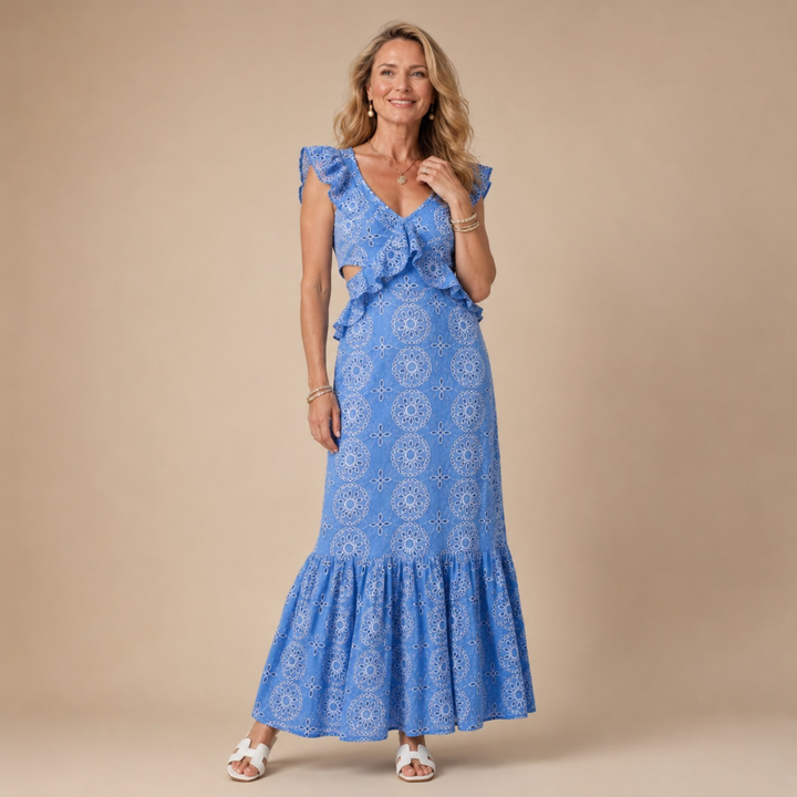 Alure | Sleeveless Ruffle Detail Midi Dress