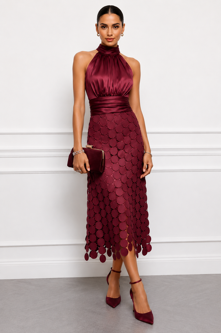 Luna | Halter Neck Midi Dress