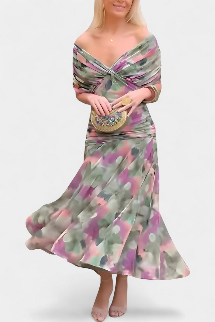 Alondra | Long Floral Dress with V-Neck