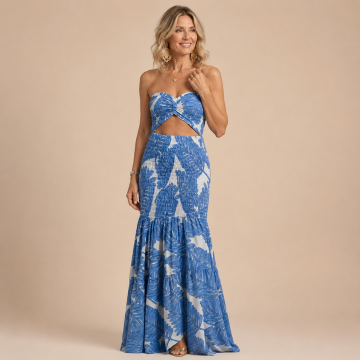 Azaria | Strapless Two Piece Printed Maxi Dress Set