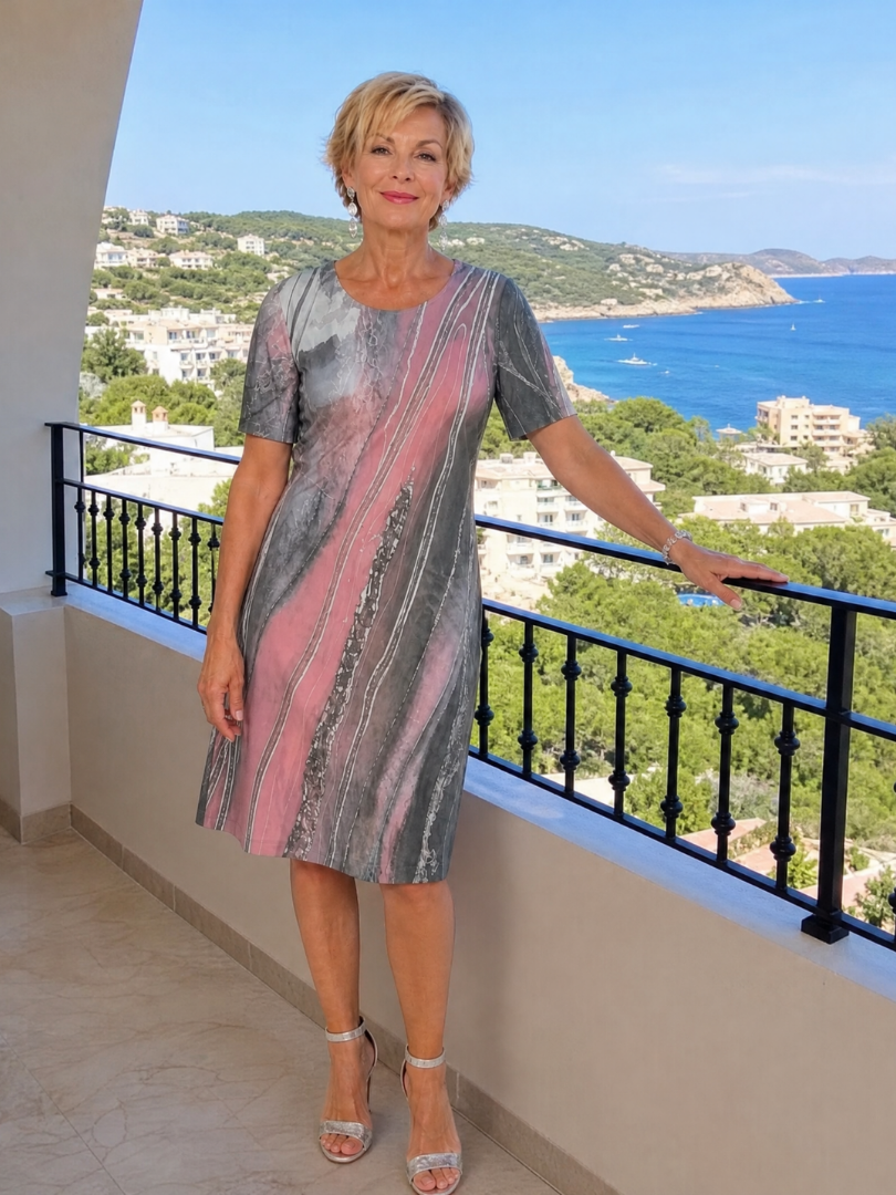 Virexia | Abstract Print Midi Dress