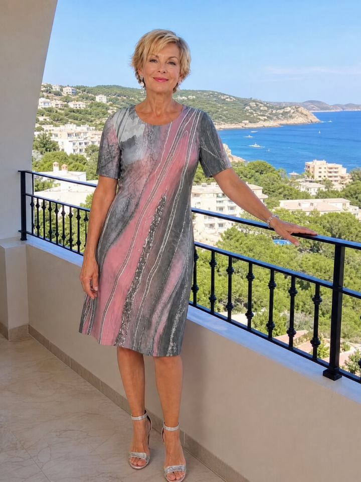 Virexia | Abstract Print Midi Dress
