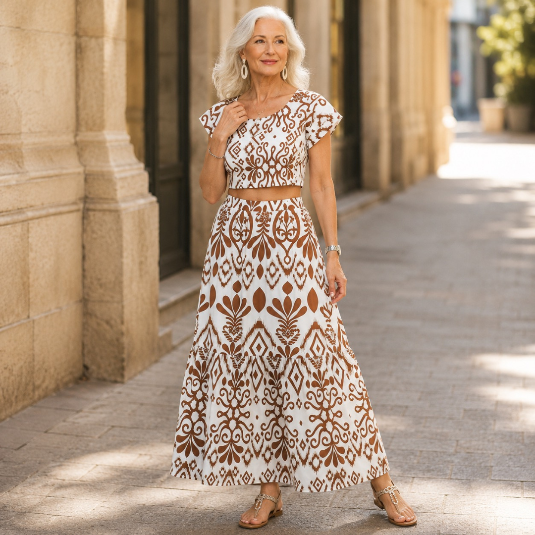 Numan | Short Flutter Sleeve Flared Skirt Midi Dress