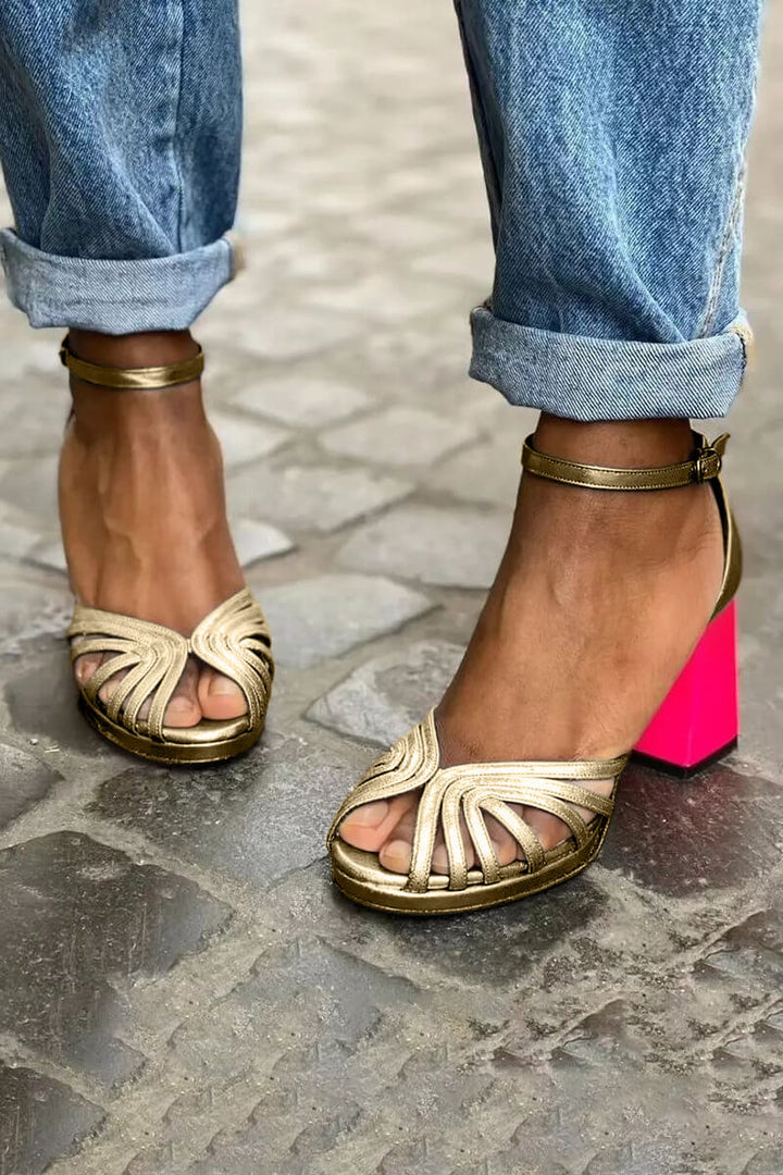 Bi-colored Heel Sandals