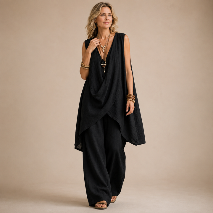 Women's Bohemian Style Loose Cotton And Linen Set