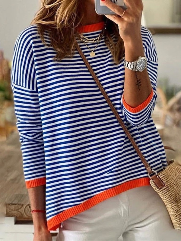 Sophie — Timeless Blue & White Striped Long Sleeve Blouse