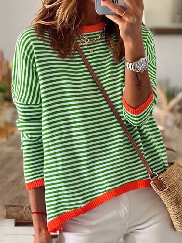 Sophie — Timeless Blue & White Striped Long Sleeve Blouse