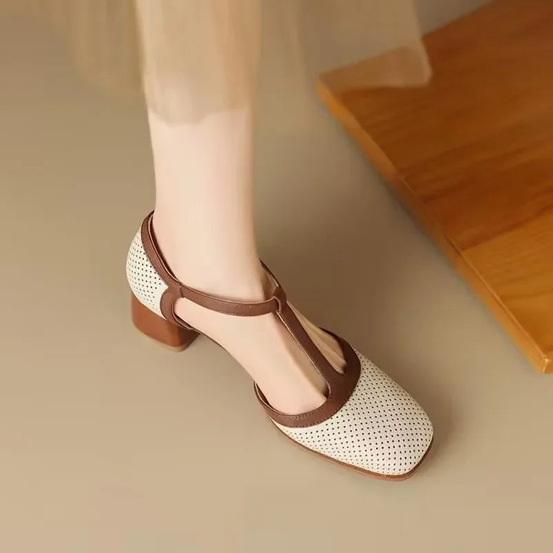Isava Mid Heel Shoes Real Leather