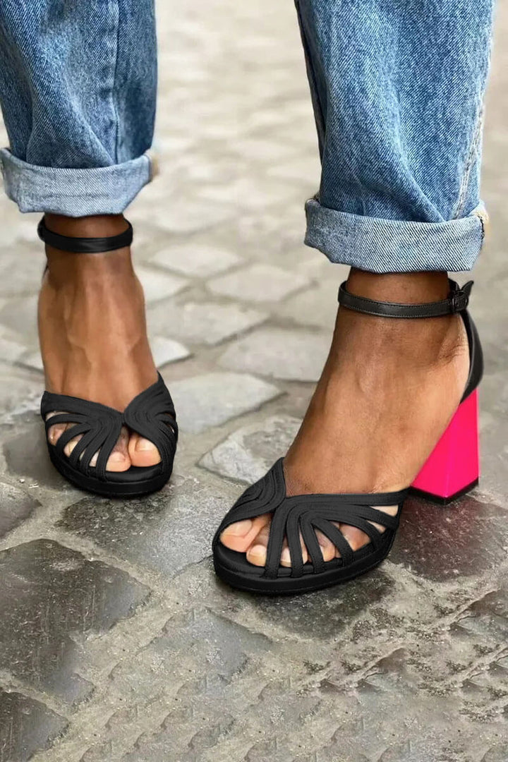 Bi-colored Heel Sandals