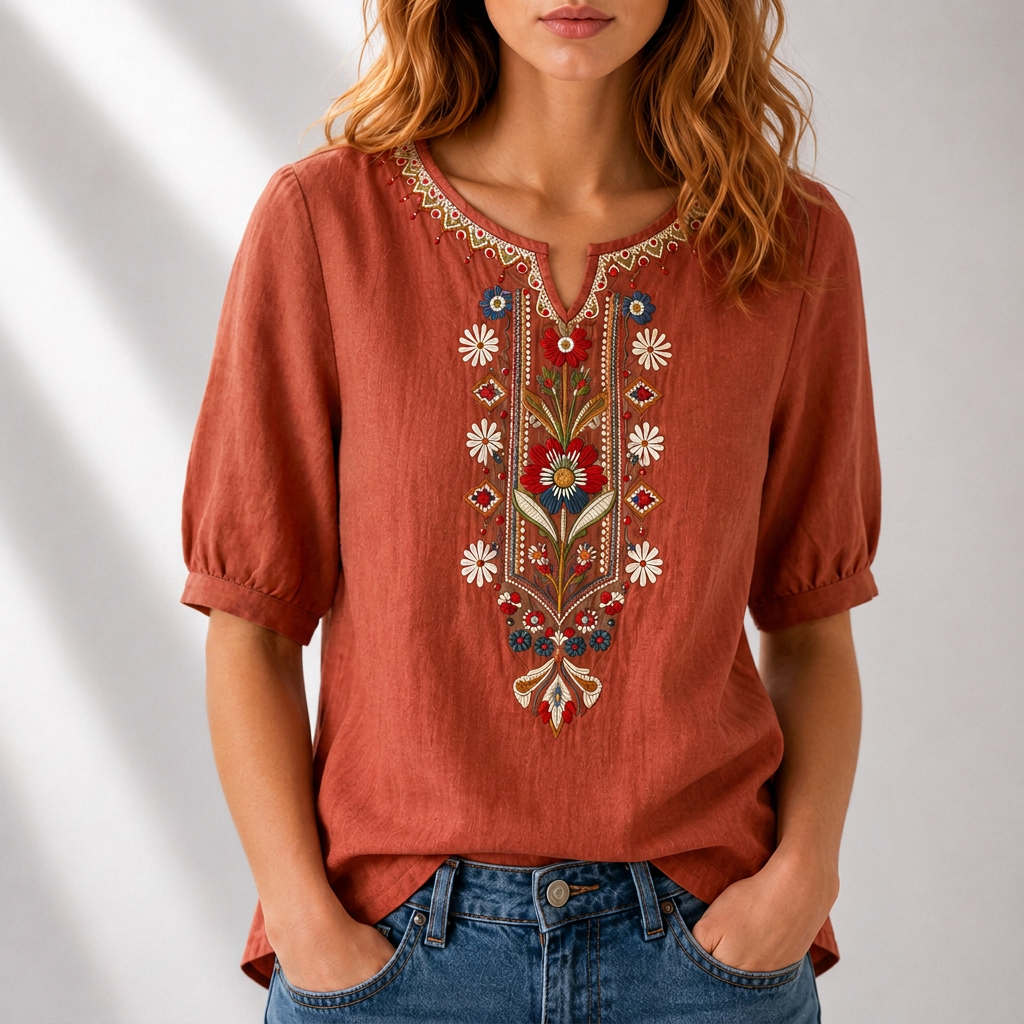 June | Bohemian Embroidered Top