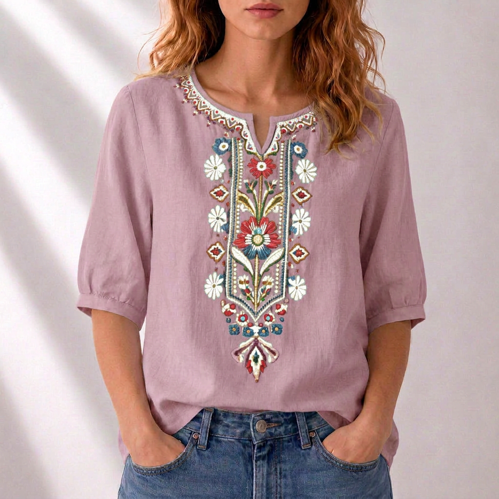 June | Bohemian Embroidered Top