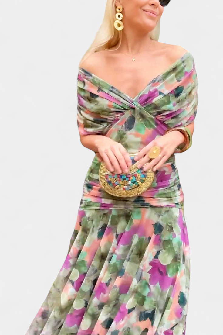Alondra | Long Floral Dress with V-Neck