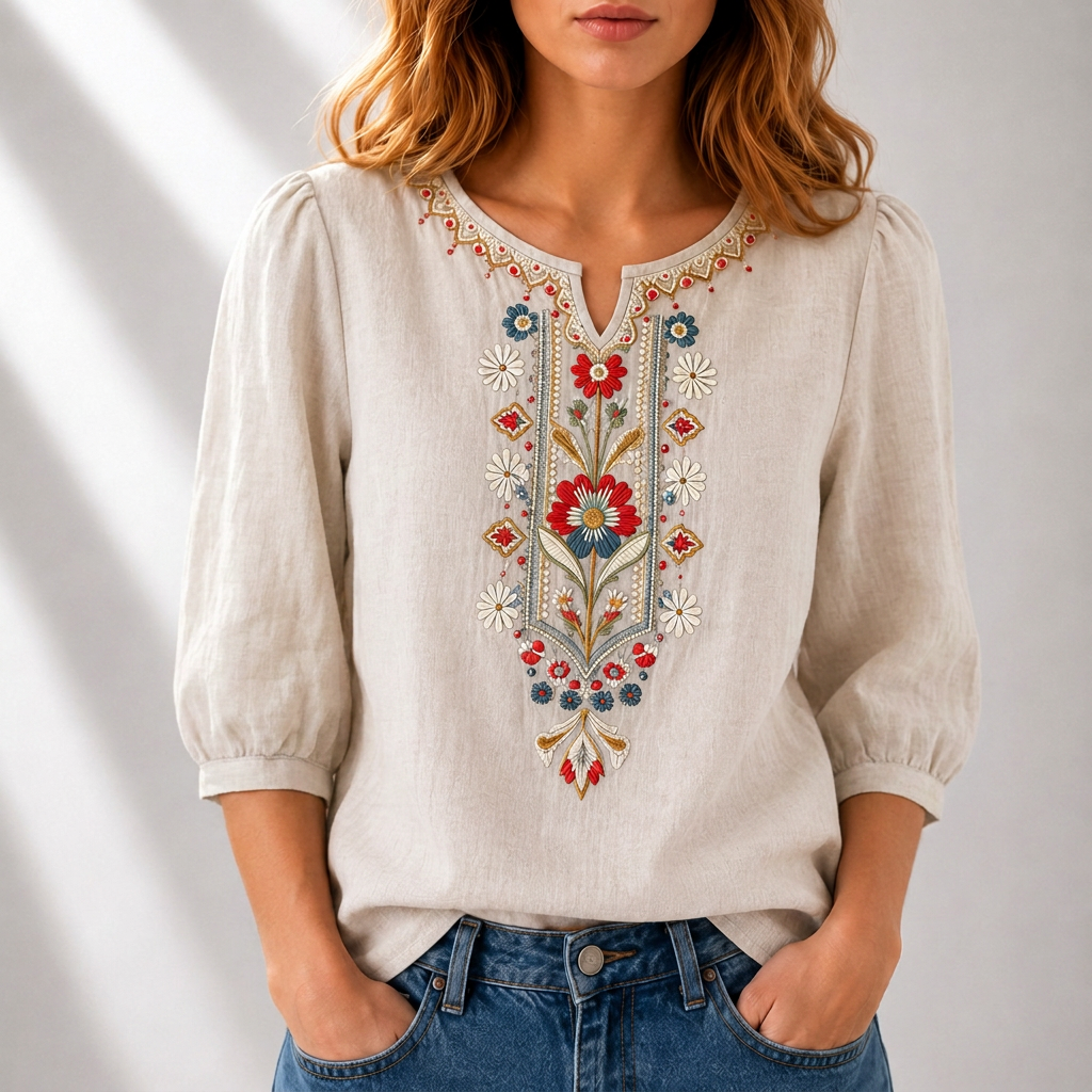 June | Bohemian Embroidered Top