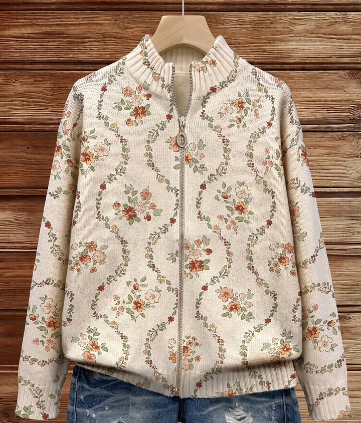 Persephone | Delicate Floral Vine Cream Print